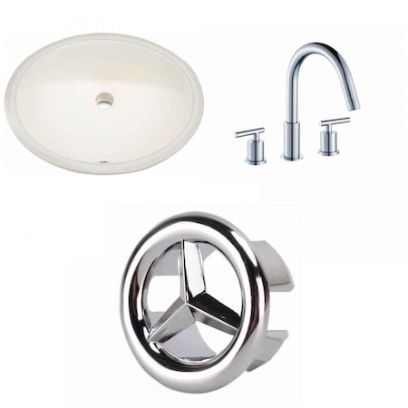 American Imaginations 19.5" W CUPC Oval Undermount Sink Set In Biscuit, Chrome Hardware AI-26856